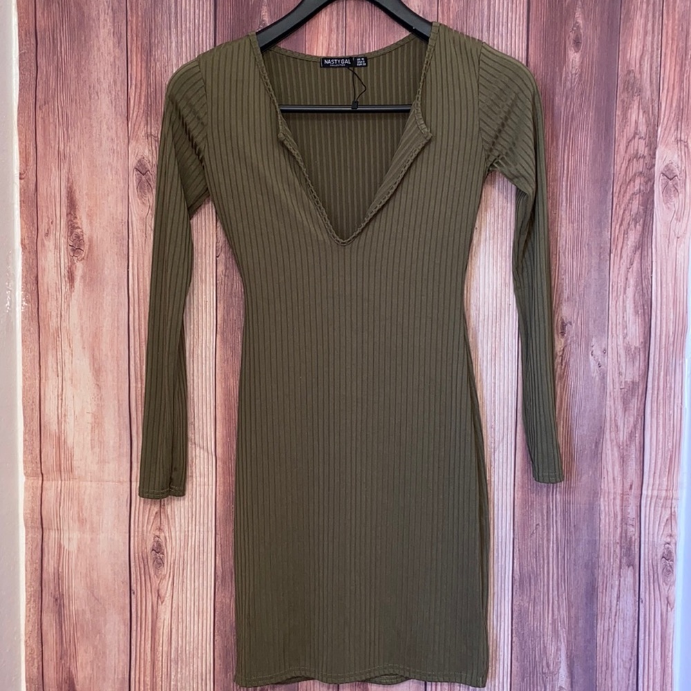 3/$15 Nasty Gal Olive green dress size 6